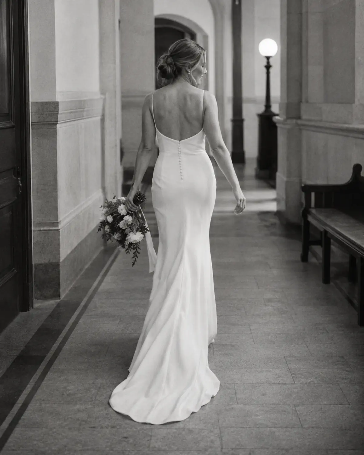Sweep Train Crepe Wedding Dress – Courthouse Sweep Train Crepe Wedding Dress – Courthouse