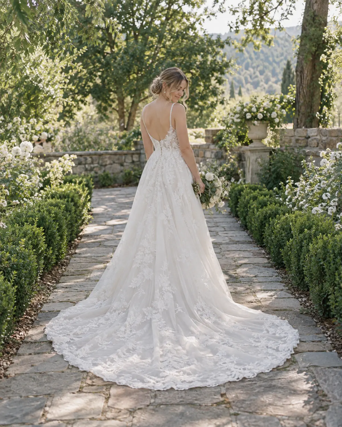 Chapel Train A-Line Wedding Dress – Garden Chapel Train A-Line Wedding Dress – Garden