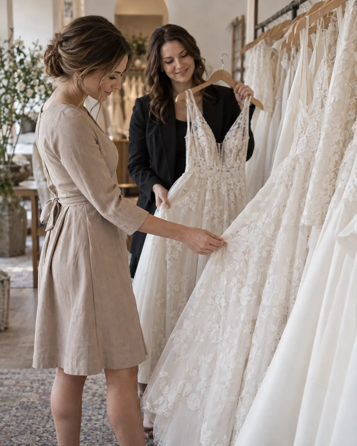 Browsing Wedding Dresses with Consultant Browsing Wedding Dresses with Consultant