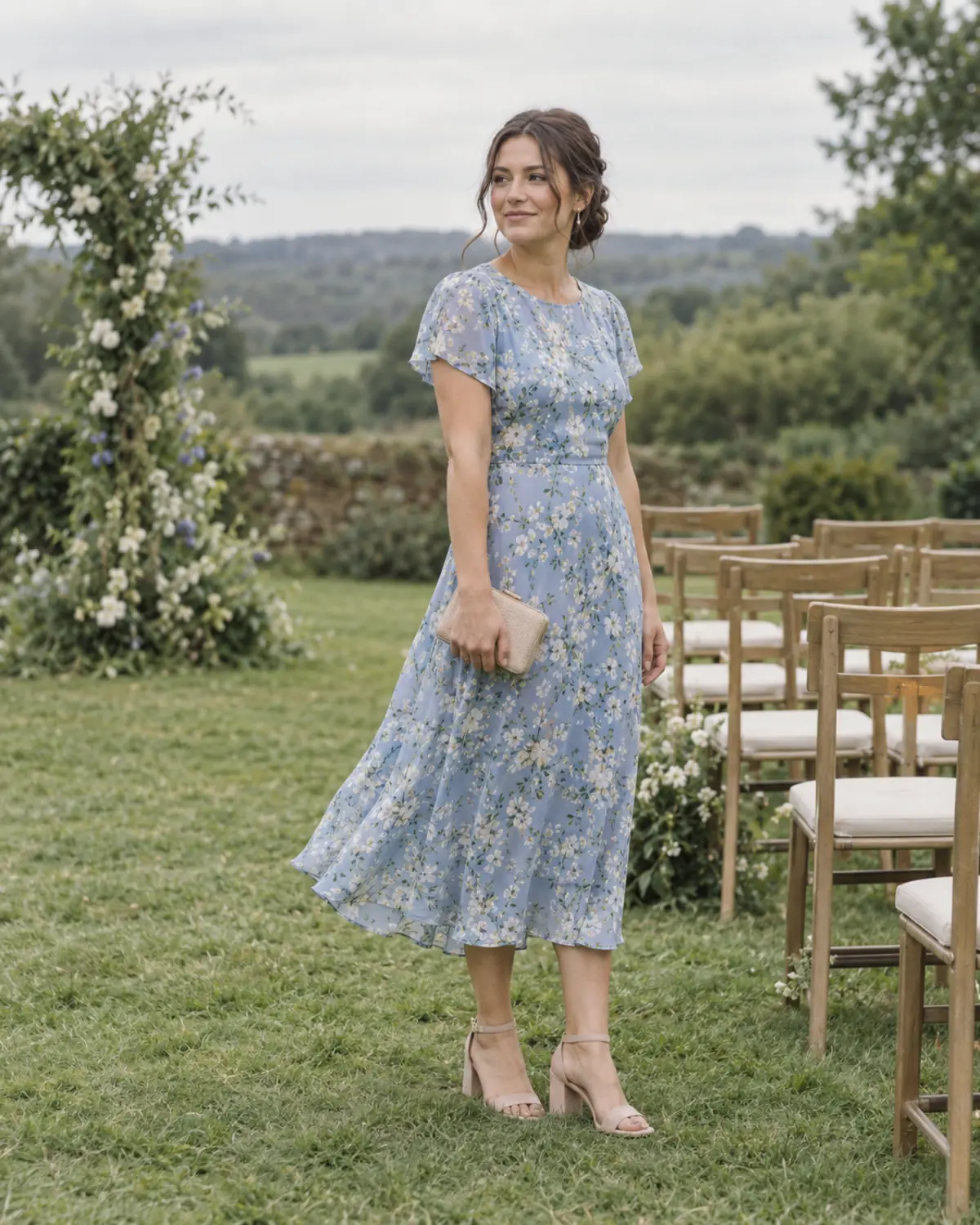 blue-floral-midi-dress-garden-wedding-guest Blue floral midi dress for a garden wedding