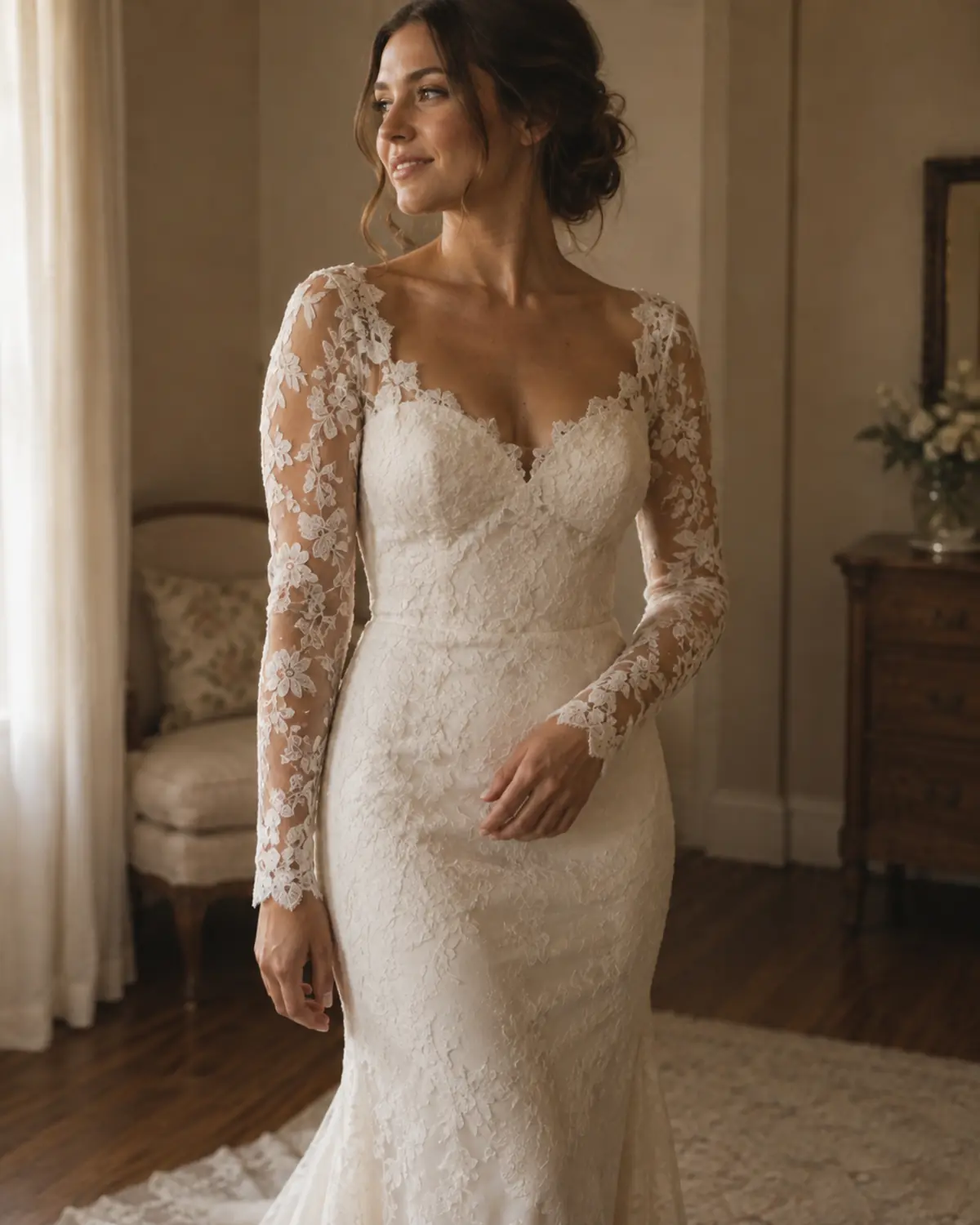 long-lace-sleeve-wedding-dress Long lace sleeve wedding dress