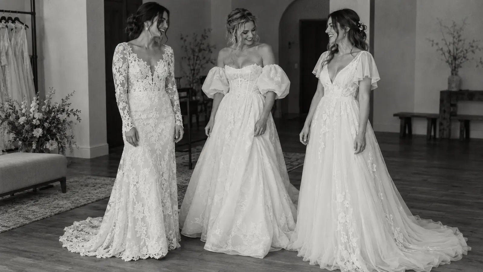 wedding-dress-sleeves-comparison-black-and-white Wedding dress sleeves comparison